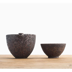 铁锈釉粗陶快客杯