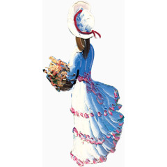 油画卖花的小姑娘