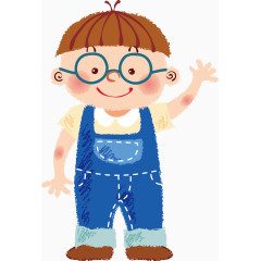 挥手的小男孩矢量图