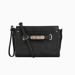 蔻驰黑色皮革单肩包