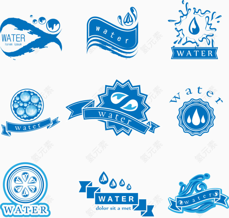 环保矿泉水标签矢量素材