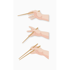 矢量肤色筷子用法展示