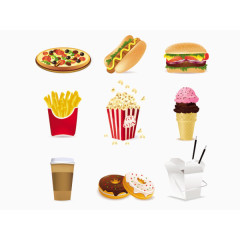 多种卡通快餐食物素材