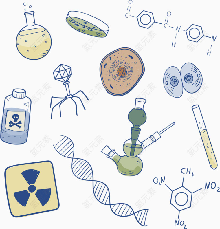 可爱手绘科学研究矢量元素
