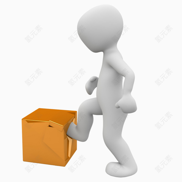 踢箱子的商务小白人