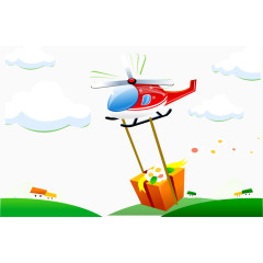 卡通平面飞机运输礼物