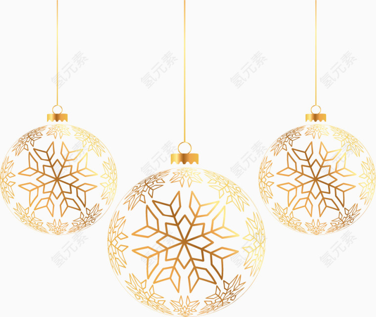 三颗金色圣诞球