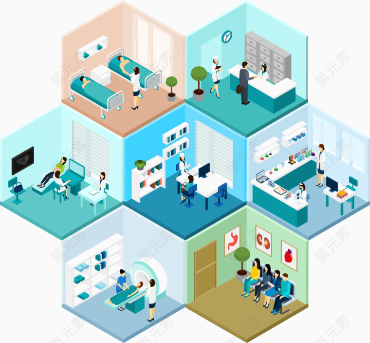 矢量医院场景