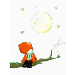 女孩和兔子看气泡