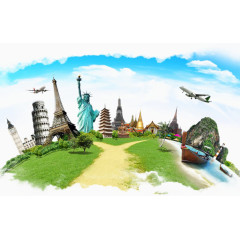 创意地球与名胜古迹建筑