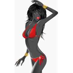 矢量手绘黑人女孩