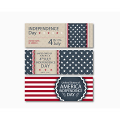 3款美国独立日卡片矢量图
