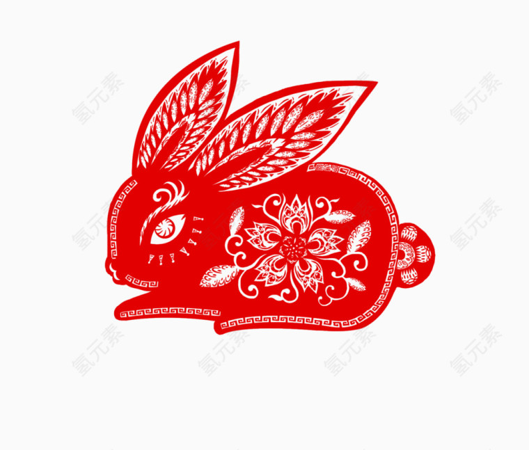中国风剪纸十二生肖之兔