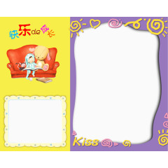 紫色边框照片相册模板元素