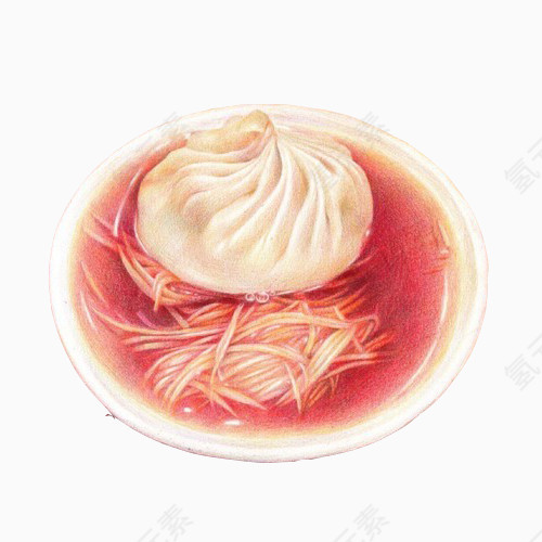 灌汤包手绘画素材图片