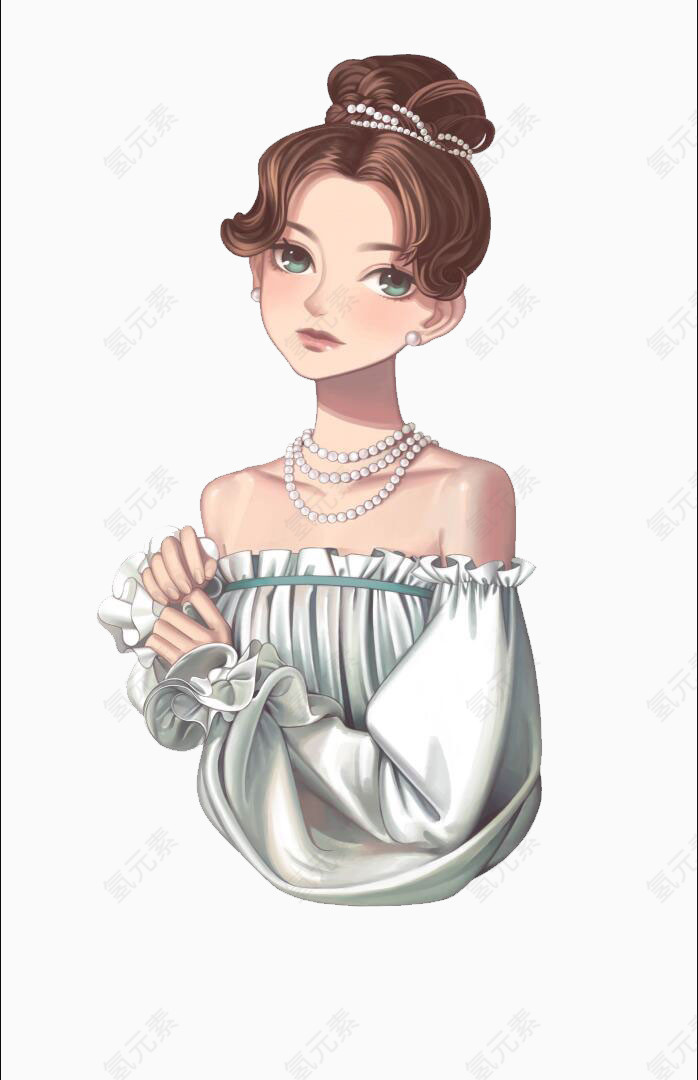 创意手绘半身美女