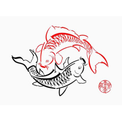 新年卡通画年年有鱼