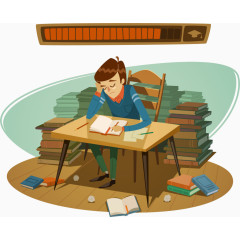 矢量手绘写作业的学生