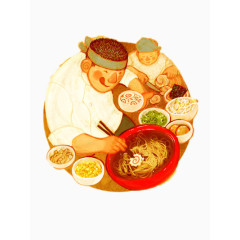 做面条的一家人