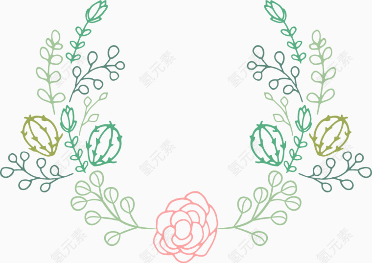 手绘花卉婚礼元素