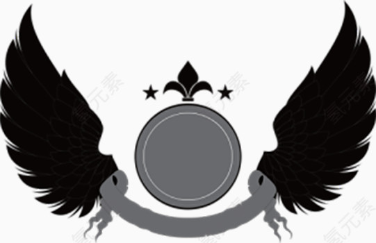 黑白单色翅膀手绘
