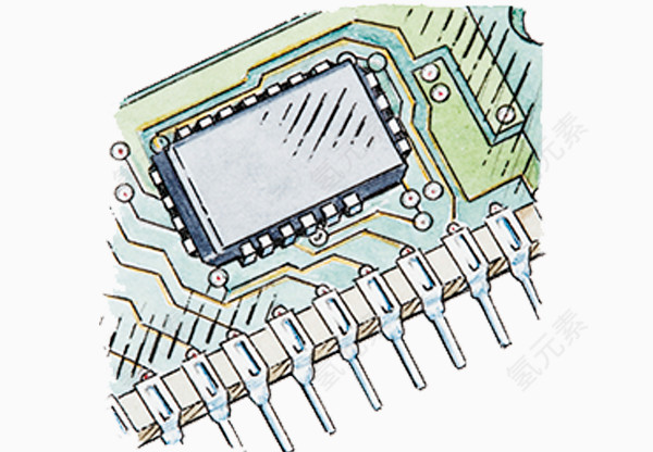 手绘电子元器件