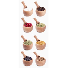 木碗装的调料香料