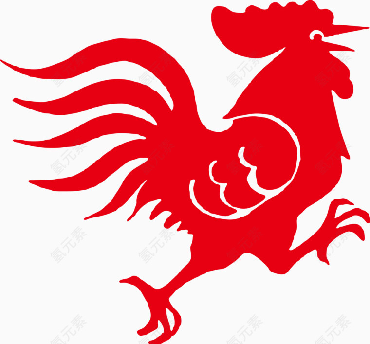 新年元旦公鸡剪纸