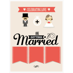 童趣婚礼邀请卡矢量素材