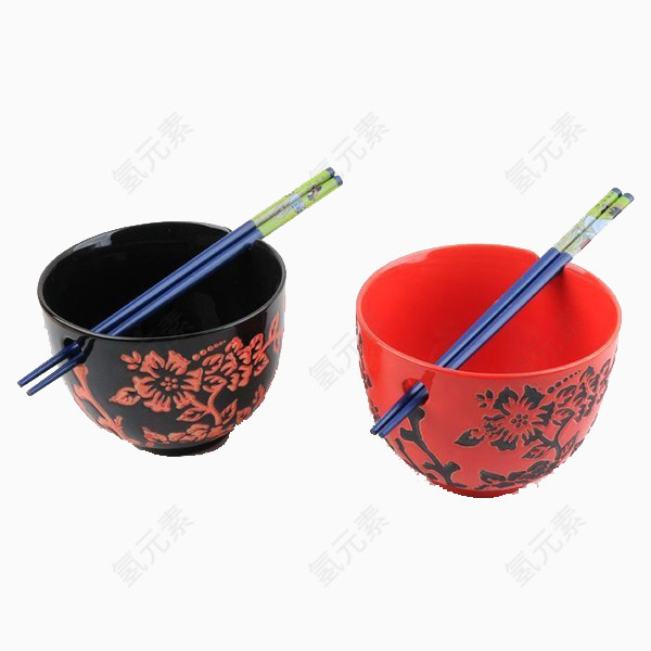 日式凤尾花情侣碗