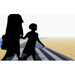 人行道上的行人剪影