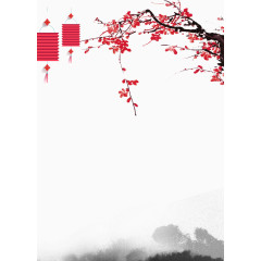 梅花灯笼水墨