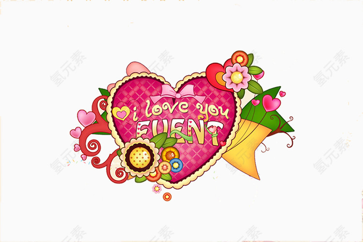 心形花朵卡通图案