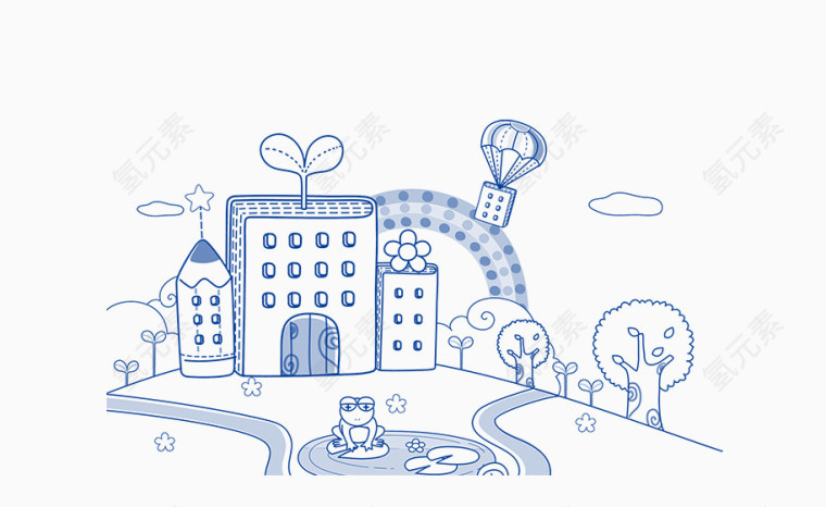 卡通手绘城市建筑