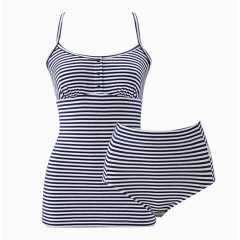 犬印本铺产妇蓝条纹背心内裤套装