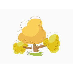 秋天树木卡通矢量素材