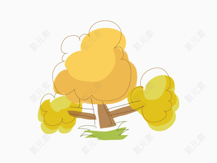 秋天树木卡通矢量素材