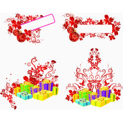 彩色礼物红色花瓣边框