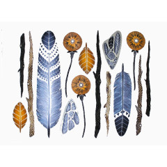 唯美手绘色彩羽毛