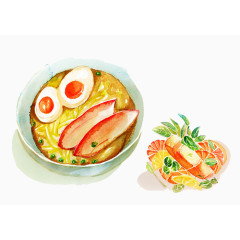 卡通手绘卤蛋卤肉面