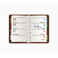 卡通日记本记事本棕色日历素材