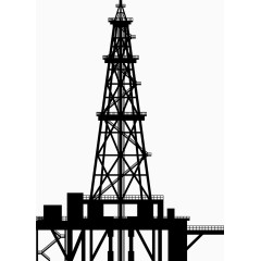 矢量石油砖井台剪影