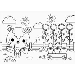 小羊在花园劳动图案
