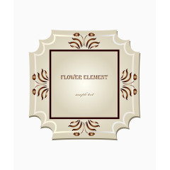 矢量英文土黄色标签对称边框不规则形状