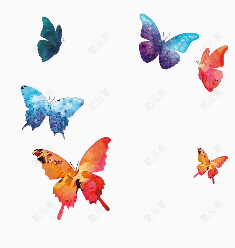 水彩蝴蝶矢量图