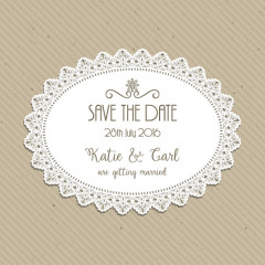 矢量白色蕾丝花边婚礼请柬