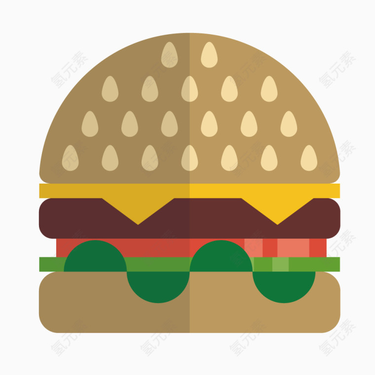 矢量夹层火腿青菜汉堡