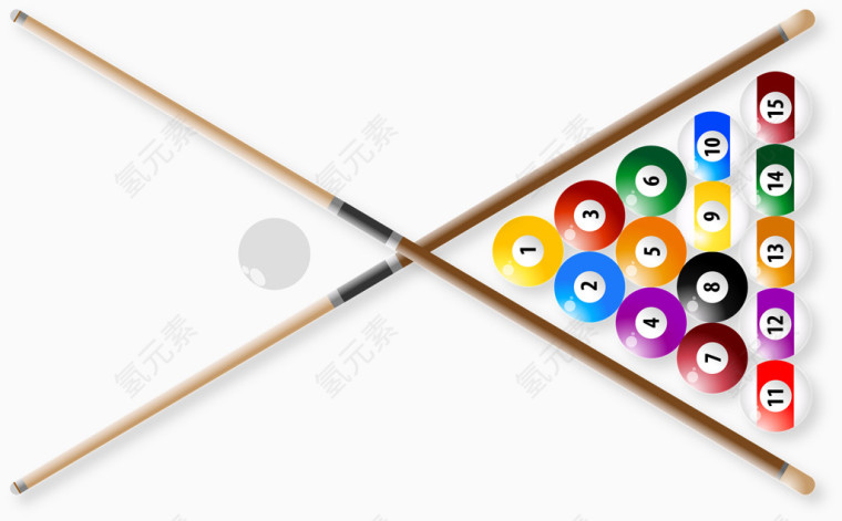彩色桌球矢量图