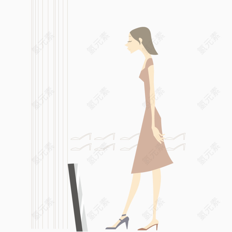 矢量走路女孩人物