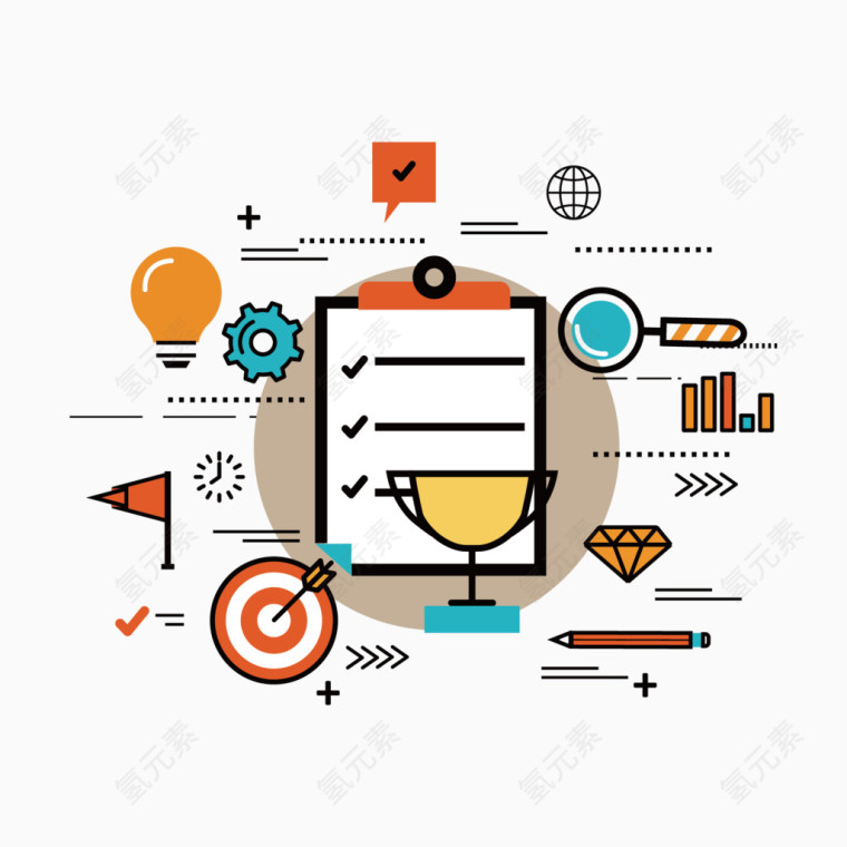 矢量扁平化本齿轮和灯泡